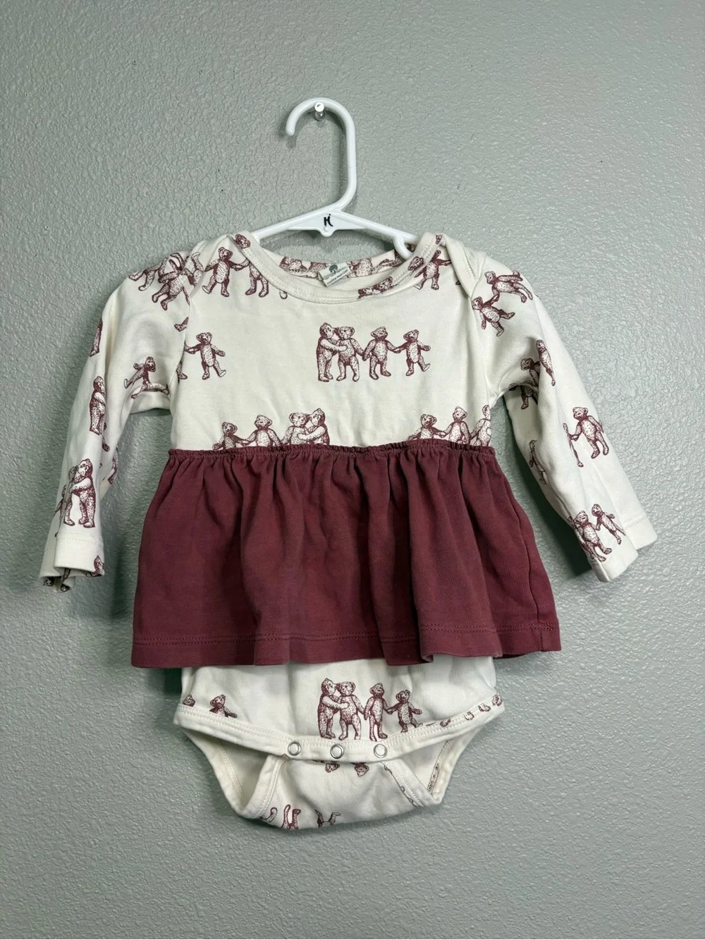 Kate Quinn Organic Cotton Teddy Bear Bodysuit Dress | 18-24M